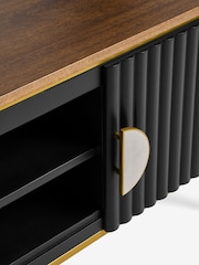 Clarke & Clarke Ribbed Black Mango Wood Calisto Up to 50 Inch TV Unit - Image 3 of 9