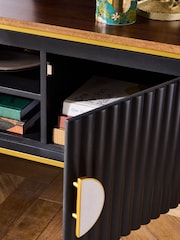 Clarke & Clarke Ribbed Black Mango Wood Calisto Up to 50 Inch TV Unit - Image 5 of 9