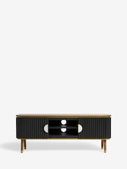 Clarke & Clarke Ribbed Black Mango Wood Calisto Up to 50 Inch TV Unit - Image 6 of 9