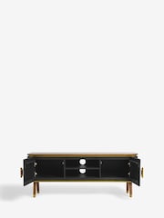 Clarke & Clarke Ribbed Black Mango Wood Calisto Up to 50 Inch TV Unit - Image 7 of 9