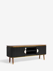Clarke & Clarke Ribbed Black Mango Wood Calisto Up to 50 Inch TV Unit - Image 8 of 9