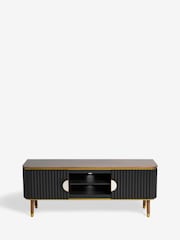 Clarke & Clarke Ribbed Black Mango Wood Calisto Up to 50 Inch TV Unit - Image 9 of 9