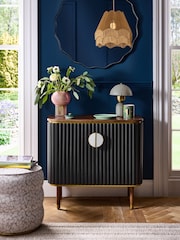 Clarke & Clarke Ribbed Black Mango Wood Calisto Small Sideboard - Image 1 of 10