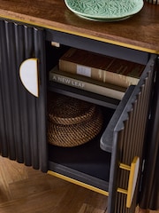 Clarke & Clarke Ribbed Black Mango Wood Calisto Small Sideboard - Image 4 of 10