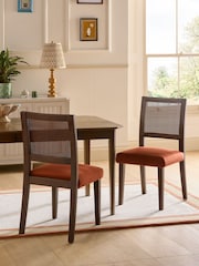 Nina Campbell Set of 2 Rust Red Velvet Avery Cane Dining Chairs - Image 1 of 6