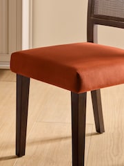 Nina Campbell Set of 2 Rust Red Velvet Avery Cane Dining Chairs - Image 2 of 6