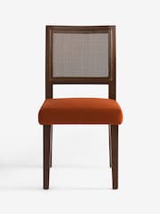 Nina Campbell Set of 2 Rust Red Velvet Avery Cane Dining Chairs - Image 3 of 6
