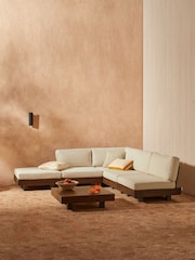 MADE.COM Off White Boucle Avarna Garden Wood Corner Lounge Set - Image 1 of 5