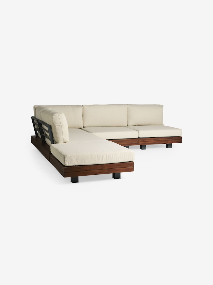 MADE.COM Off White Boucle Avarna Garden Wood Corner Lounge Set - Image 5 of 5