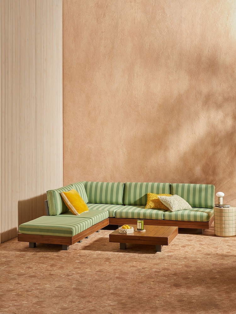 MADE.COM Green Stripe Avarna Garden Corner Lounge Set - Image 1 of 5