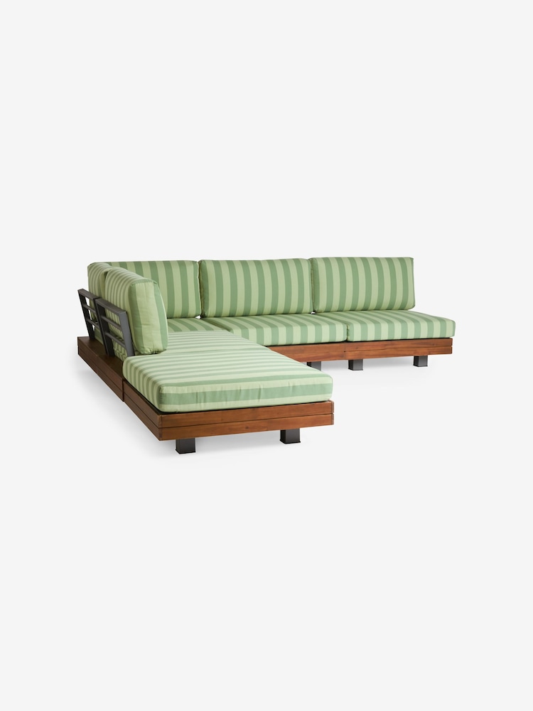 MADE.COM Green Stripe Avarna Garden Corner Lounge Set - Image 5 of 5