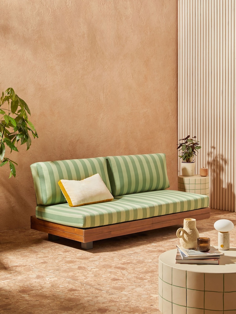 MADE.COM Green Stripe Avarna Garden 2 Seater Sofa - Image 1 of 5