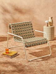 MADE.COM Multi Green and Brown Medan Woven Garden Lounge Chair - Image 1 of 5
