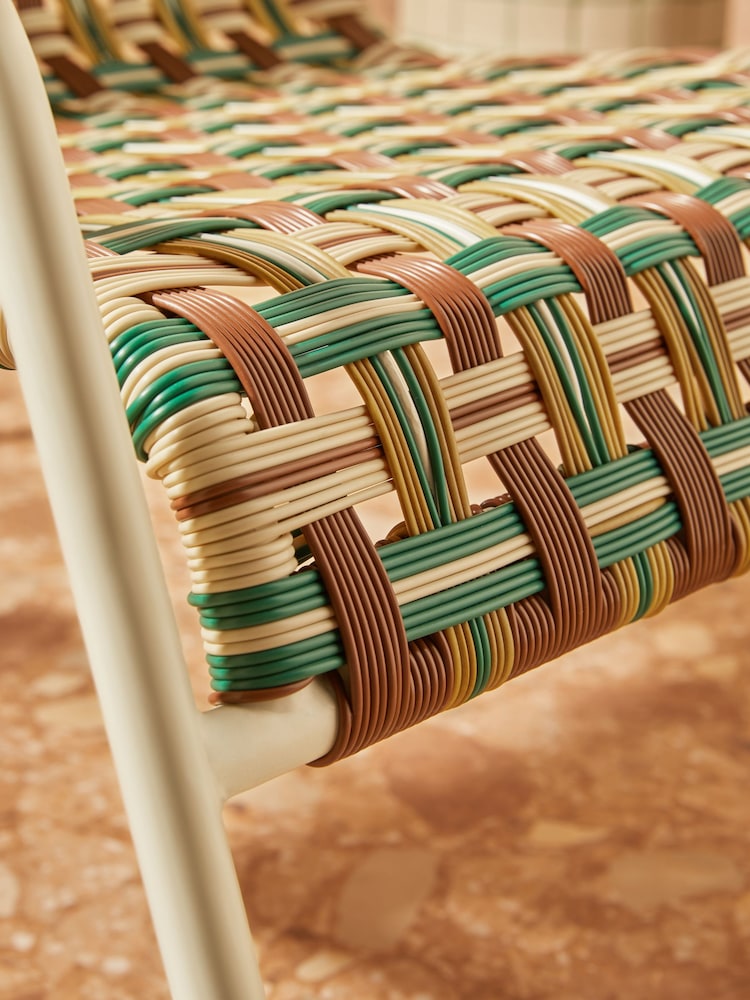 MADE.COM Multi Green and Brown Medan Woven Garden Lounge Chair - Image 2 of 5