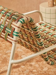 MADE.COM Multi Green and Brown Medan Woven Garden Lounge Chair - Image 3 of 5