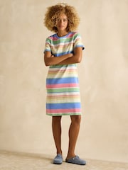 Joules Eden Multi Striped Short Sleeve Jersey Dress - Image 1 of 6