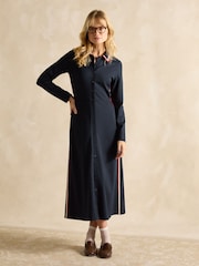 Joules Pia Navy Blue Button Down Ponte Maxi Dress - Image 1 of 7