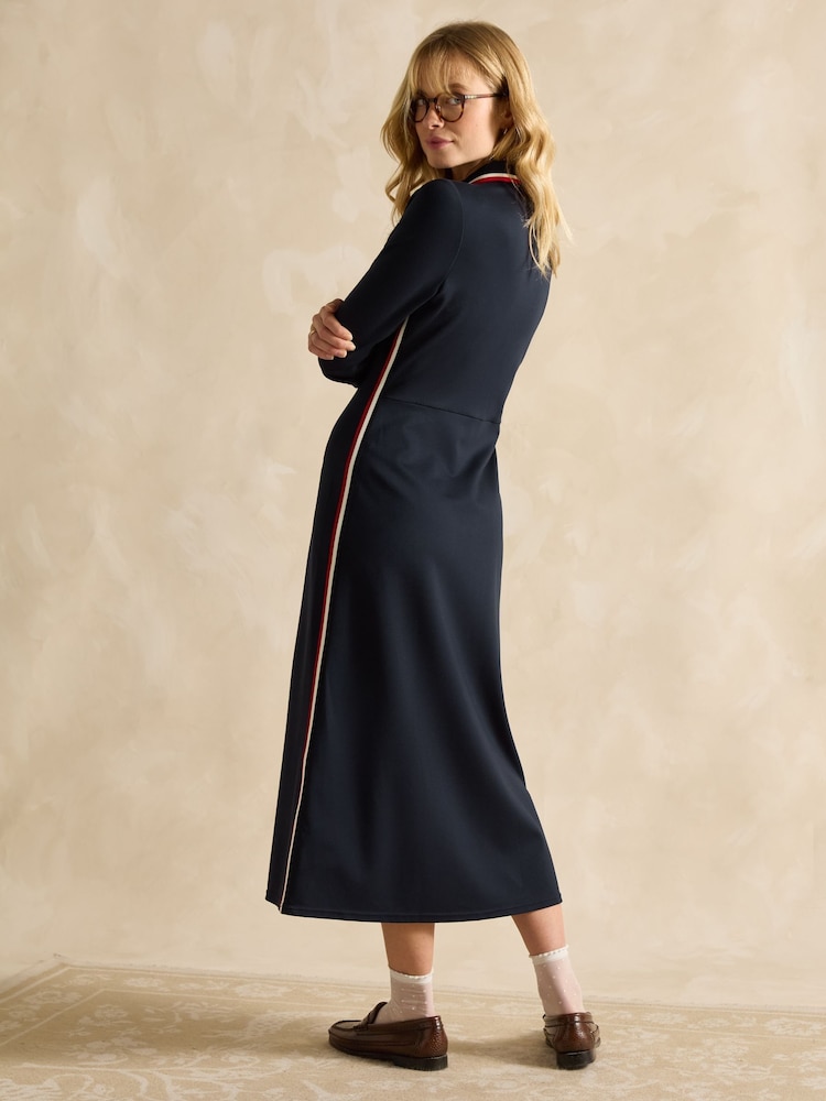 Joules Pia Navy Blue Button Down Ponte Maxi Dress - Image 2 of 7