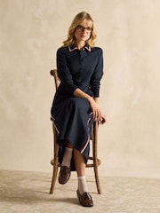 Joules Pia Navy Blue Button Down Ponte Maxi Dress - Image 4 of 7