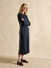 Joules Pia Navy Blue Button Down Ponte Maxi Dress - Image 6 of 7