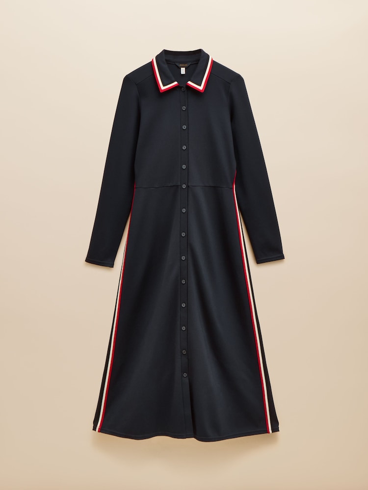 Joules Pia Navy Blue Button Down Ponte Maxi Dress - Image 7 of 7