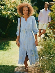 Joules Juliana Blue Broderie Midi Dress - Image 1 of 11