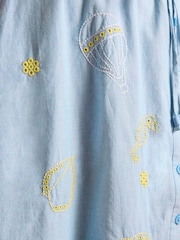 Joules Juliana Blue Broderie Midi Dress - Image 10 of 11
