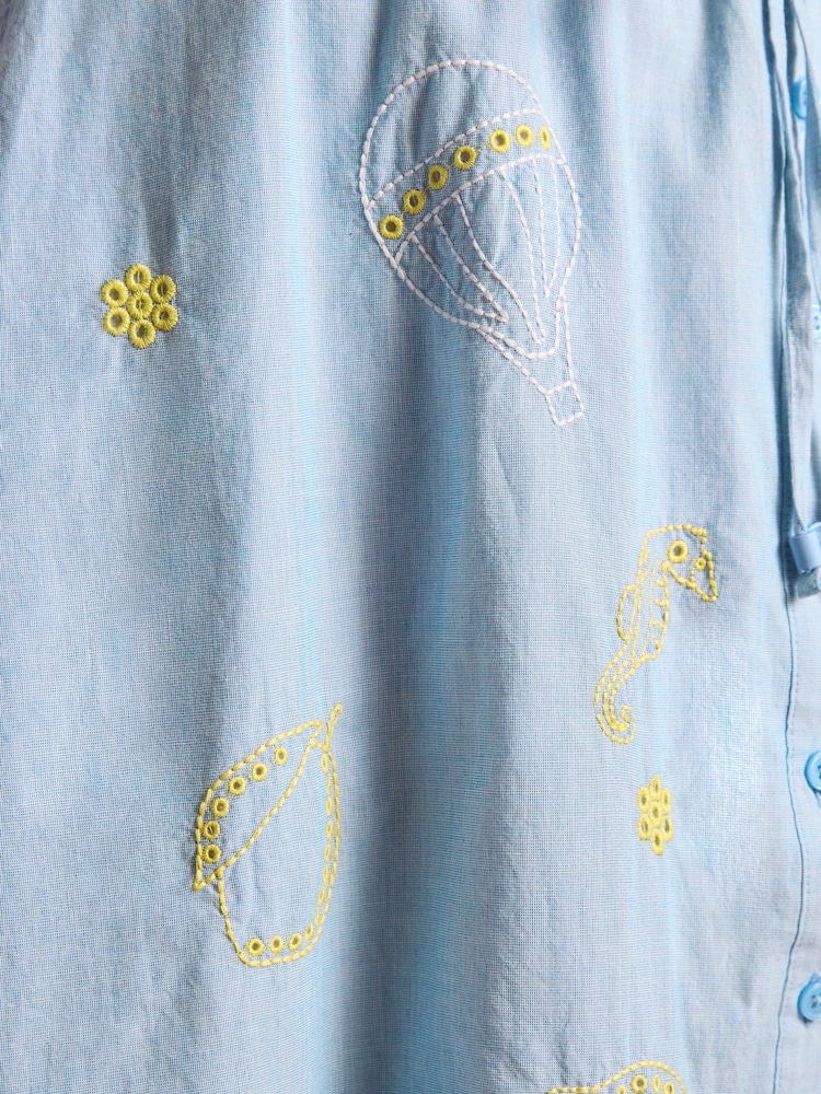 Joules Juliana 100% Cotton Blue Broderie Midi Dress - Image 10 of 11