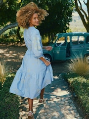Joules Juliana Blue Broderie Midi Dress - Image 2 of 11