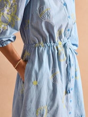 Joules Juliana Blue Broderie Midi Dress - Image 6 of 11