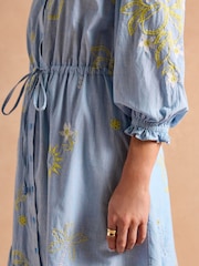 Joules Juliana Blue Broderie Midi Dress - Image 7 of 11