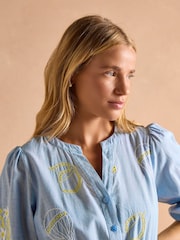Joules Juliana Blue Broderie Midi Dress - Image 8 of 11