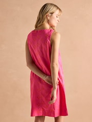 Joules Delphine Pink Shift Dress With Linen - Image 2 of 7