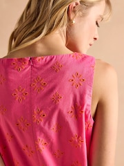 Joules Delphine Pink Shift Dress With Linen - Image 6 of 7