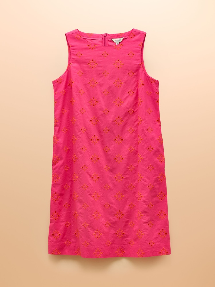 Joules Delphine Pink Shift Dress With Linen - Image 7 of 7