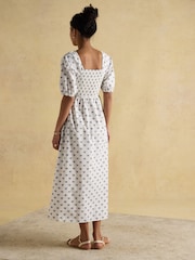 Joules Billie Provence White Cotton Midi Dress - Image 2 of 9