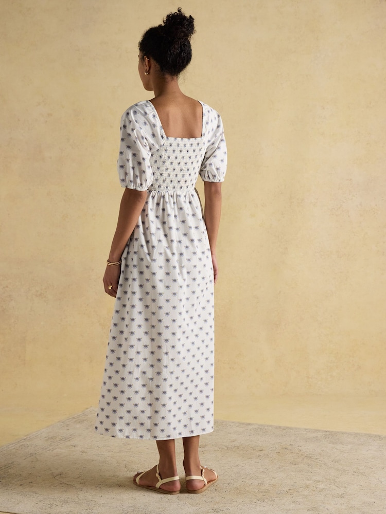 Joules Billie Provence White Cotton Midi Dress - Image 2 of 9