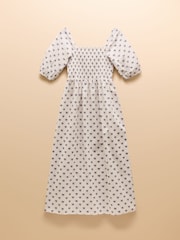 Joules Billie Provence White Cotton Midi Dress - Image 9 of 9