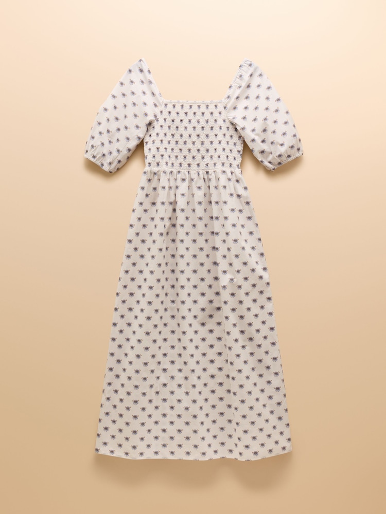 Joules Billie Provence White Cotton Midi Dress - Image 9 of 9