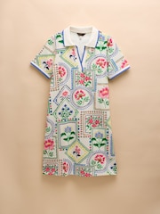 Joules Evie Cream Tile Print Jersey Dress - Image 6 of 6