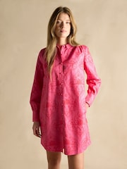 Rosa y rojo floral - Joules Phoebe Cotton Shirt Dress - Imagen 1 de 8
