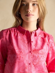 Rosa y rojo floral - Joules Phoebe Cotton Shirt Dress - Imagen 4 de 8
