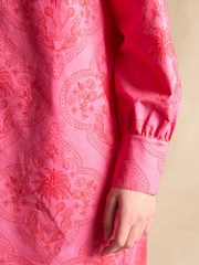 Rosa y rojo floral - Joules Phoebe Cotton Shirt Dress - Imagen 6 de 8