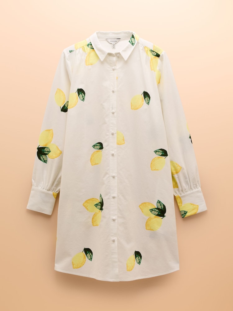 Joules Phoebe Lemon Print Cotton Shirt Dress - Image 14 of 14
