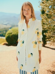 Joules Phoebe Lemon Print Cotton Shirt Dress - Image 2 of 14