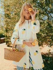 Joules Phoebe Lemon Print Cotton Shirt Dress - Image 3 of 14