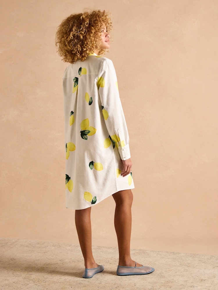 Joules Phoebe Lemon Print Cotton Shirt Dress - Image 5 of 14