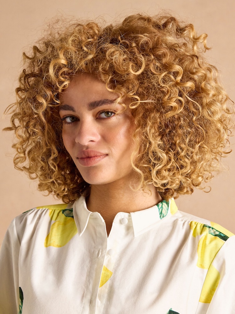 Joules Phoebe Lemon Print Cotton Shirt Dress - Image 6 of 14