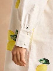 Joules Phoebe Lemon Print Cotton Shirt Dress - Image 8 of 14
