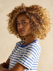 Joules Eden Blue Striped Short Sleeve Jersey Dress - Image 3 of 6